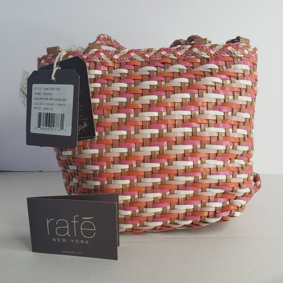 RAFE ANNICK Small Bucket Crossbody - Cognac / White / Orange / Pink - Picture 1 of 8